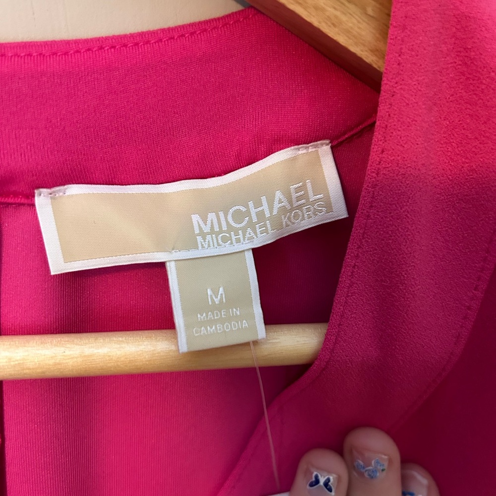 NWT MICHAEL Michael Kors Electric Pink V-Neck Blazer Dress Size M - Picture 3 of 7